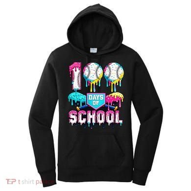 100 Days Of School 100th Day Ice Cream Drip Baseball Women's Hoodie