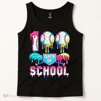 100 Days Of School 100th Day Ice Cream Drip Baseball Tank Top thumb 2