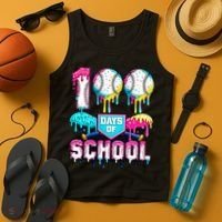 100 Days Of School 100th Day Ice Cream Drip Baseball Tank Top thumb 4