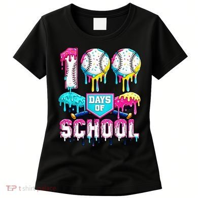 100 Days Of School 100th Day Ice Cream Drip Baseball Women's T-Shirt