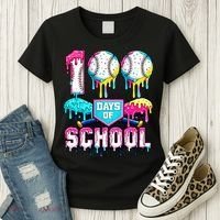 100 Days Of School 100th Day Ice Cream Drip Baseball Women's T-Shirt thumb 3