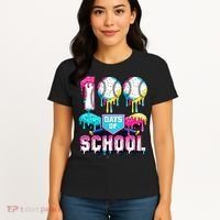 100 Days Of School 100th Day Ice Cream Drip Baseball Women's T-Shirt thumb 4