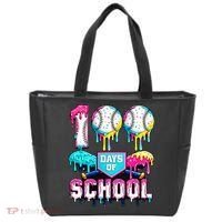 100 Days Of School 100th Day Ice Cream Drip Baseball Tote Bag thumb 0