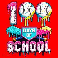 100 Days Of School 100th Day Ice Cream Drip Baseball Santa Hat thumb 1