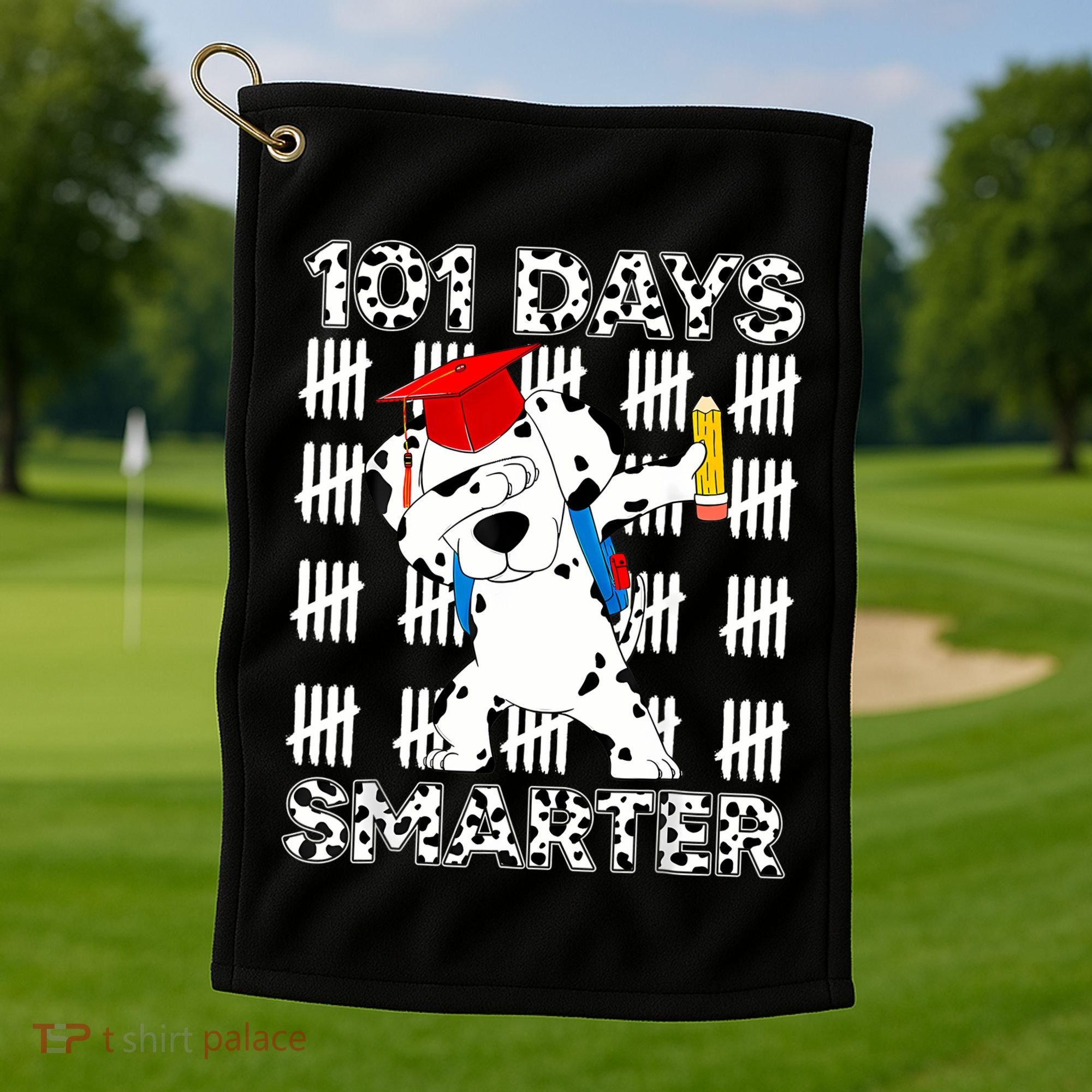101 Days Of School Happy 100 Days Smarter Teacher Golf Towel