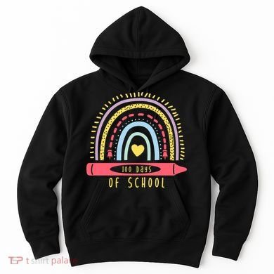 100 Days Of School Colorful Rainbow Hoodie