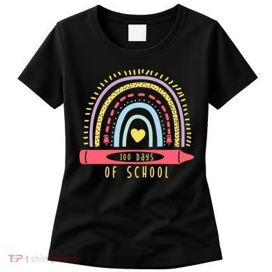 100 Days Of School Colorful Rainbow Women's T-Shirt