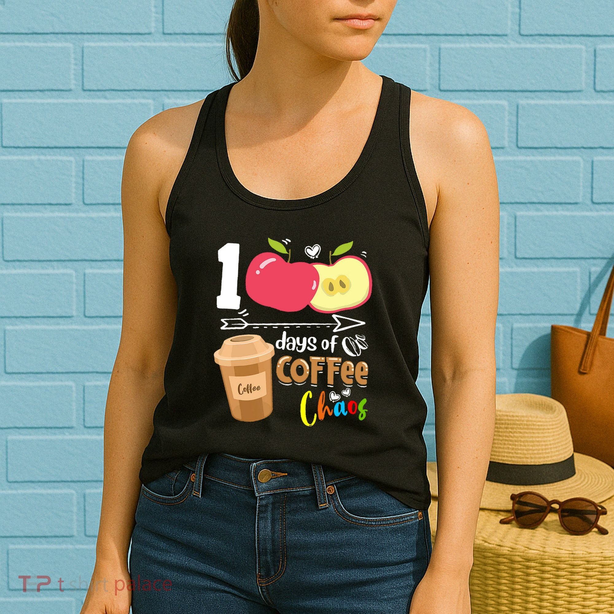 100 Days Of Coffee Chaos 100th Day Of School Women's Tank Top