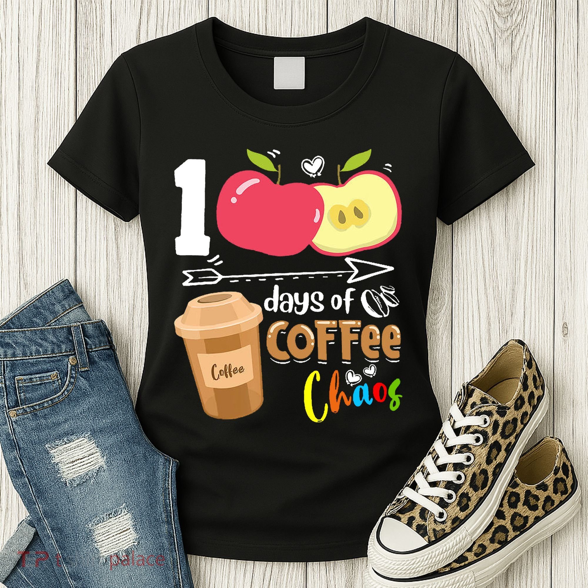 100 Days Of Coffee Chaos 100th Day Of School Women's T-Shirt