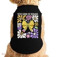 100 Days Of School Coquette Teacher 100th Day Groovy Boho Doggie Tank thumb 0
