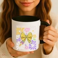 100 Days Of School Coquette Teacher 100th Day Groovy Boho Coffee Mug thumb 3