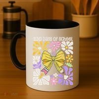 100 Days Of School Coquette Teacher 100th Day Groovy Boho Coffee Mug thumb 4