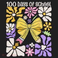 100 Days Of School Coquette Teacher 100th Day Groovy Boho Beanie thumb 2