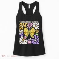 100 Days Of School Coquette Teacher 100th Day Groovy Boho Women's Tank Top thumb 0