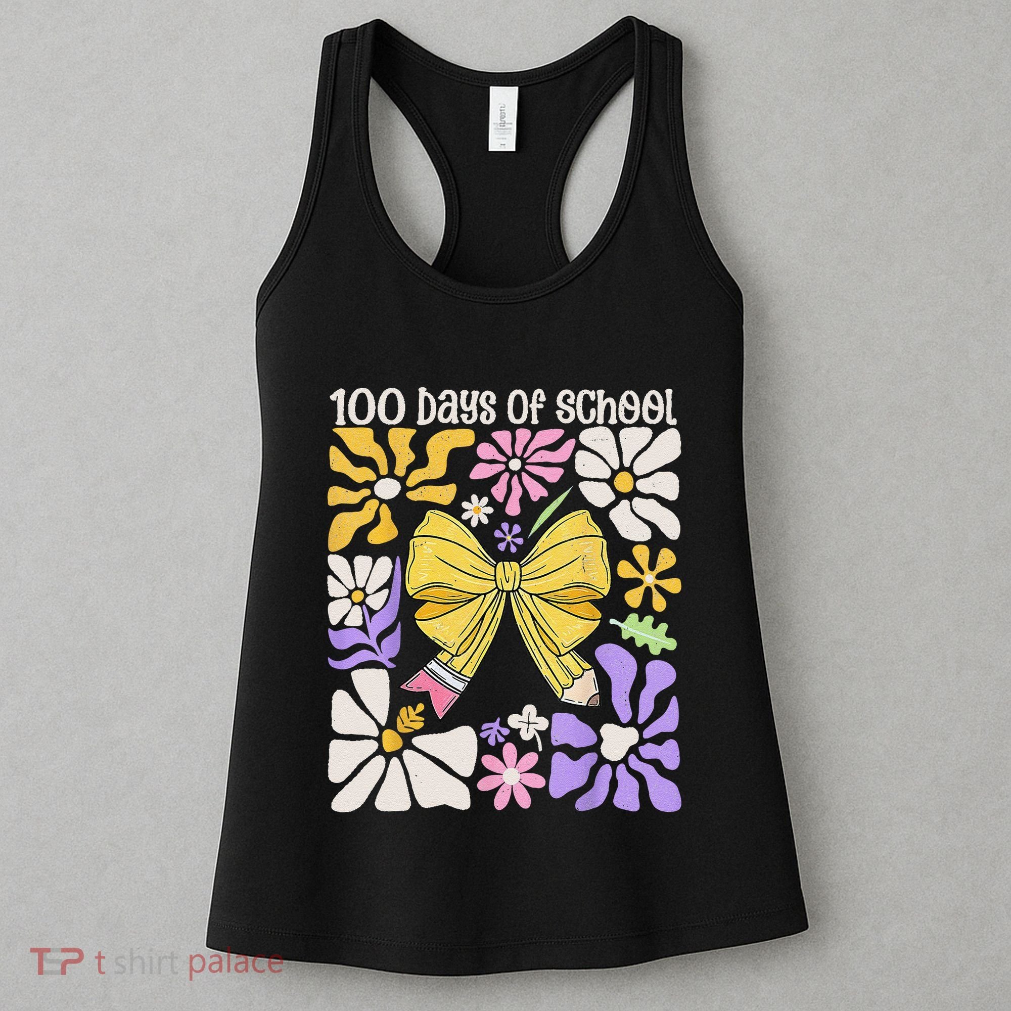 100 Days Of School Coquette Teacher 100th Day Groovy Boho Women's Tank Top