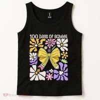 100 Days Of School Coquette Teacher 100th Day Groovy Boho Tank Top thumb 2