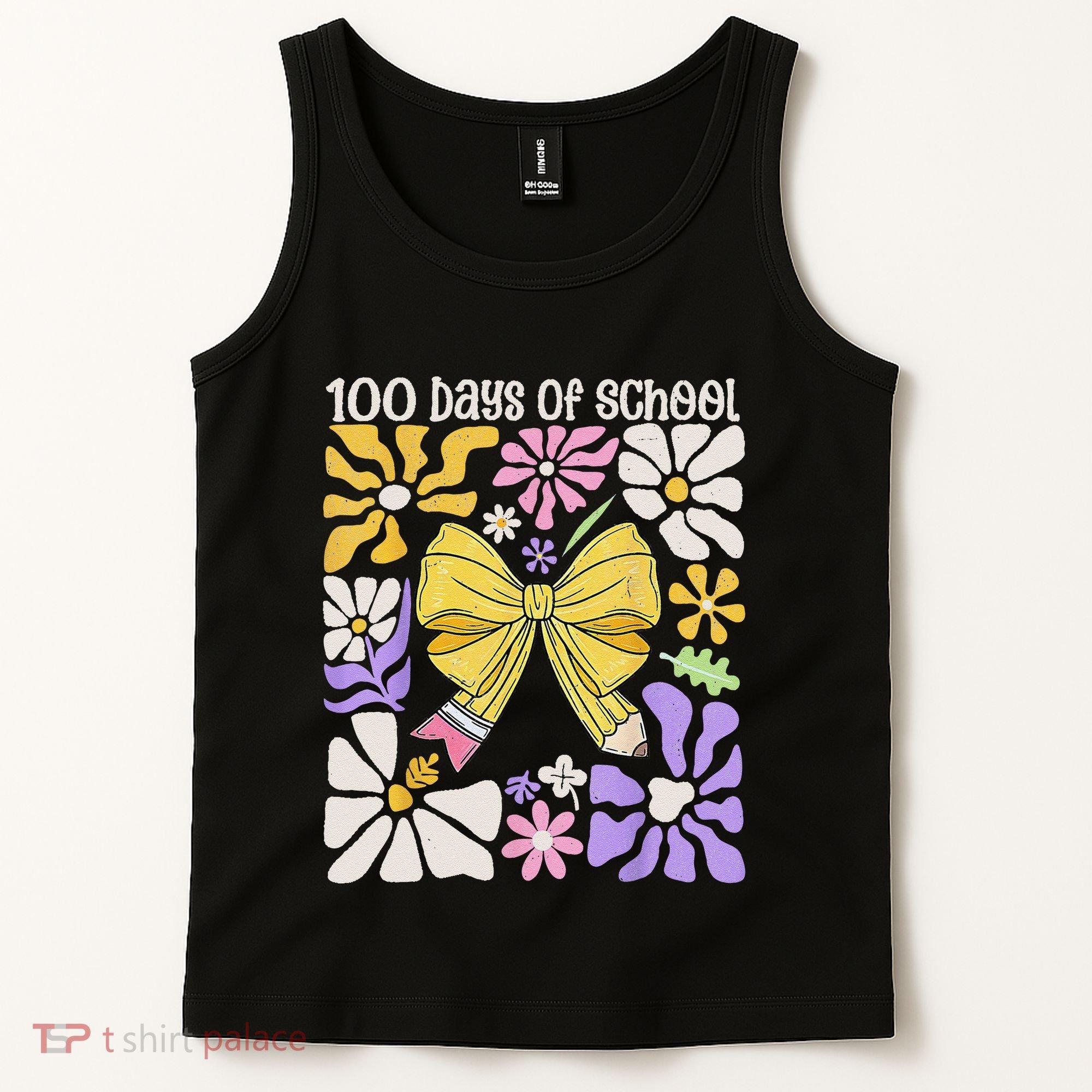 100 Days Of School Coquette Teacher 100th Day Groovy Boho Tank Top