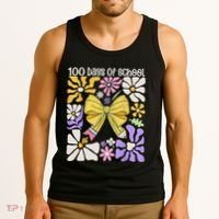 100 Days Of School Coquette Teacher 100th Day Groovy Boho Tank Top thumb 3