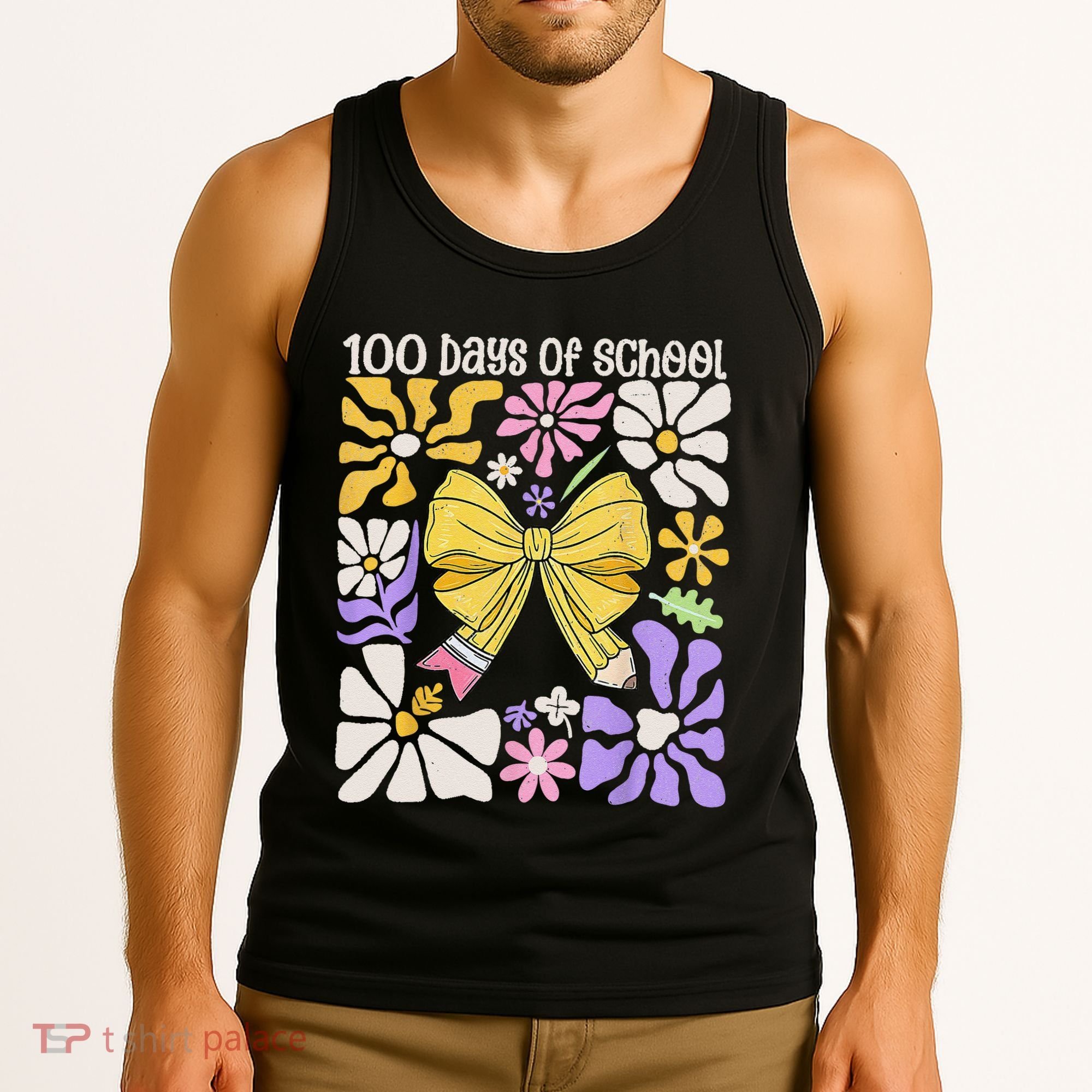 100 Days Of School Coquette Teacher 100th Day Groovy Boho Tank Top