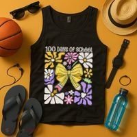 100 Days Of School Coquette Teacher 100th Day Groovy Boho Tank Top thumb 4