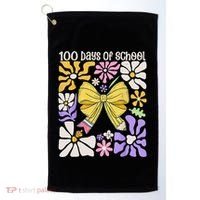 100 Days Of School Coquette Teacher 100th Day Groovy Boho Golf Towel thumb 0