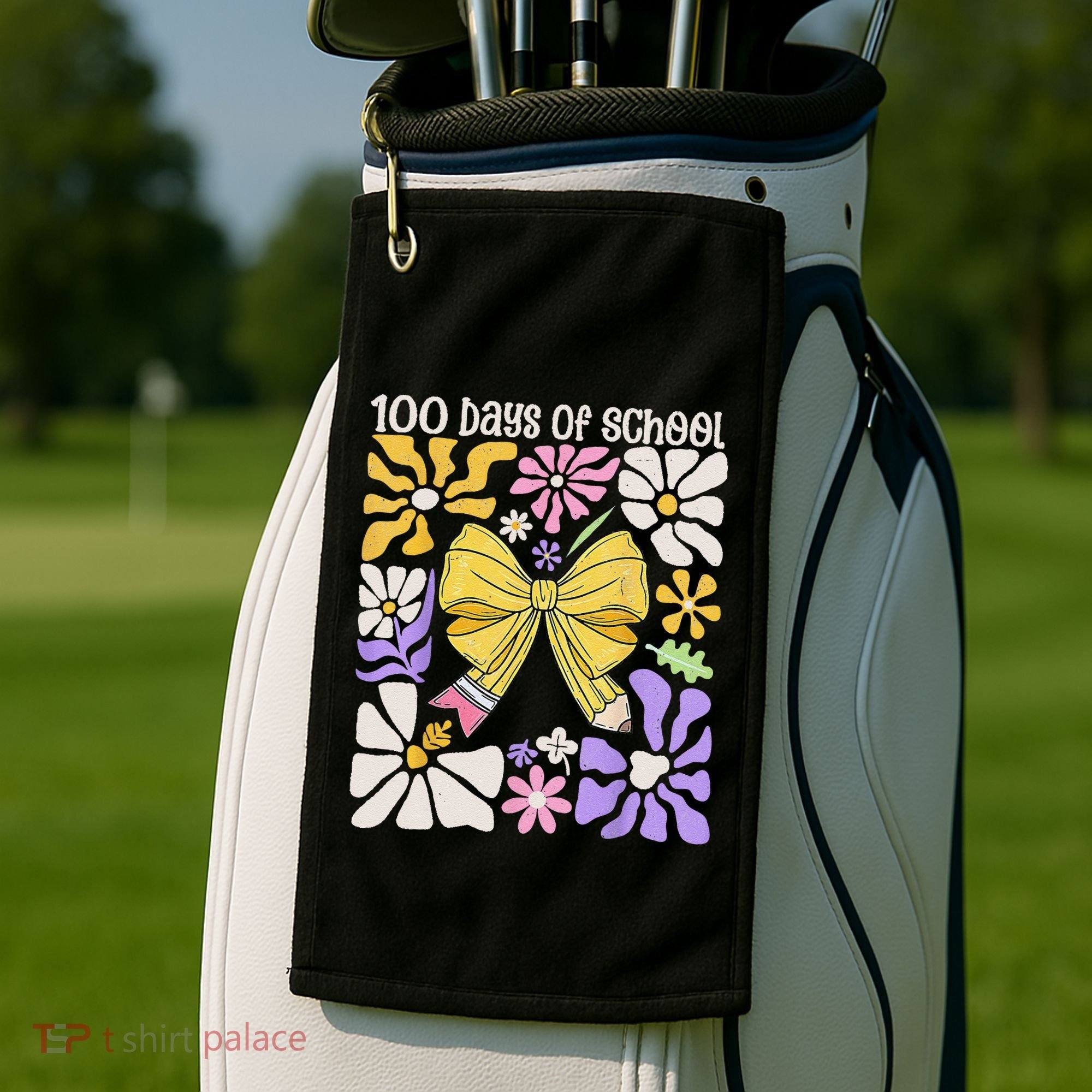 100 Days Of School Coquette Teacher 100th Day Groovy Boho Golf Towel