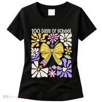 100 Days Of School Coquette Teacher 100th Day Groovy Boho Women's T-Shirt thumb 0