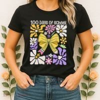100 Days Of School Coquette Teacher 100th Day Groovy Boho Women's T-Shirt thumb 2