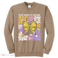 100 Days Of School Coquette Teacher 100th Day Groovy Boho Sweatshirt thumb 0