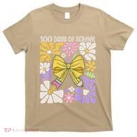 100 Days Of School Coquette Teacher 100th Day Groovy Boho T-Shirt thumb 0