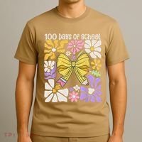 100 Days Of School Coquette Teacher 100th Day Groovy Boho T-Shirt thumb 3