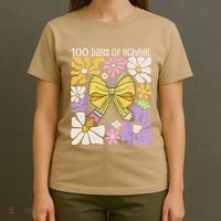100 Days Of School Coquette Teacher 100th Day Groovy Boho T-Shirt thumb 4
