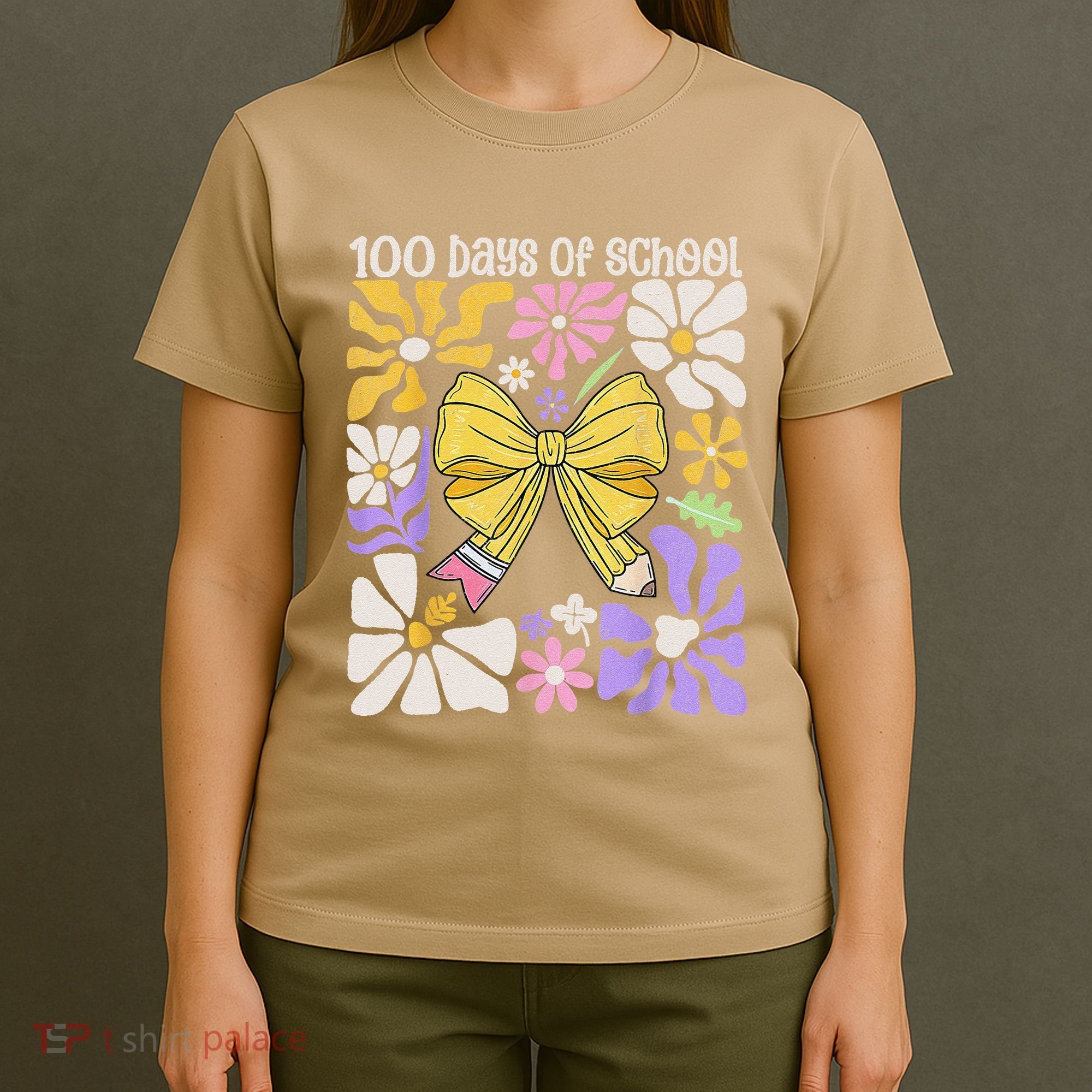 100 Days Of School Coquette Teacher 100th Day Groovy Boho T-Shirt
