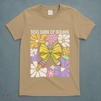 100 Days Of School Coquette Teacher 100th Day Groovy Boho T-Shirt thumb 5