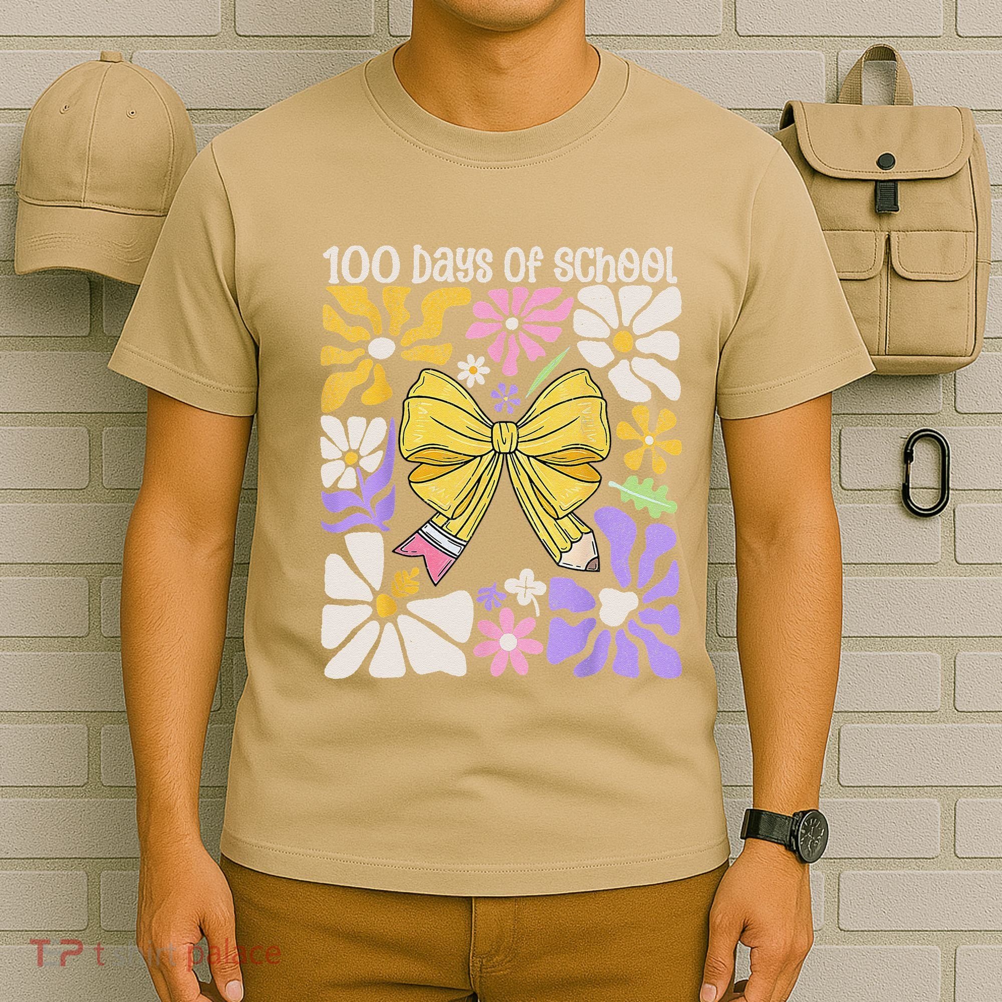 100 Days Of School Coquette Teacher 100th Day Groovy Boho T-Shirt