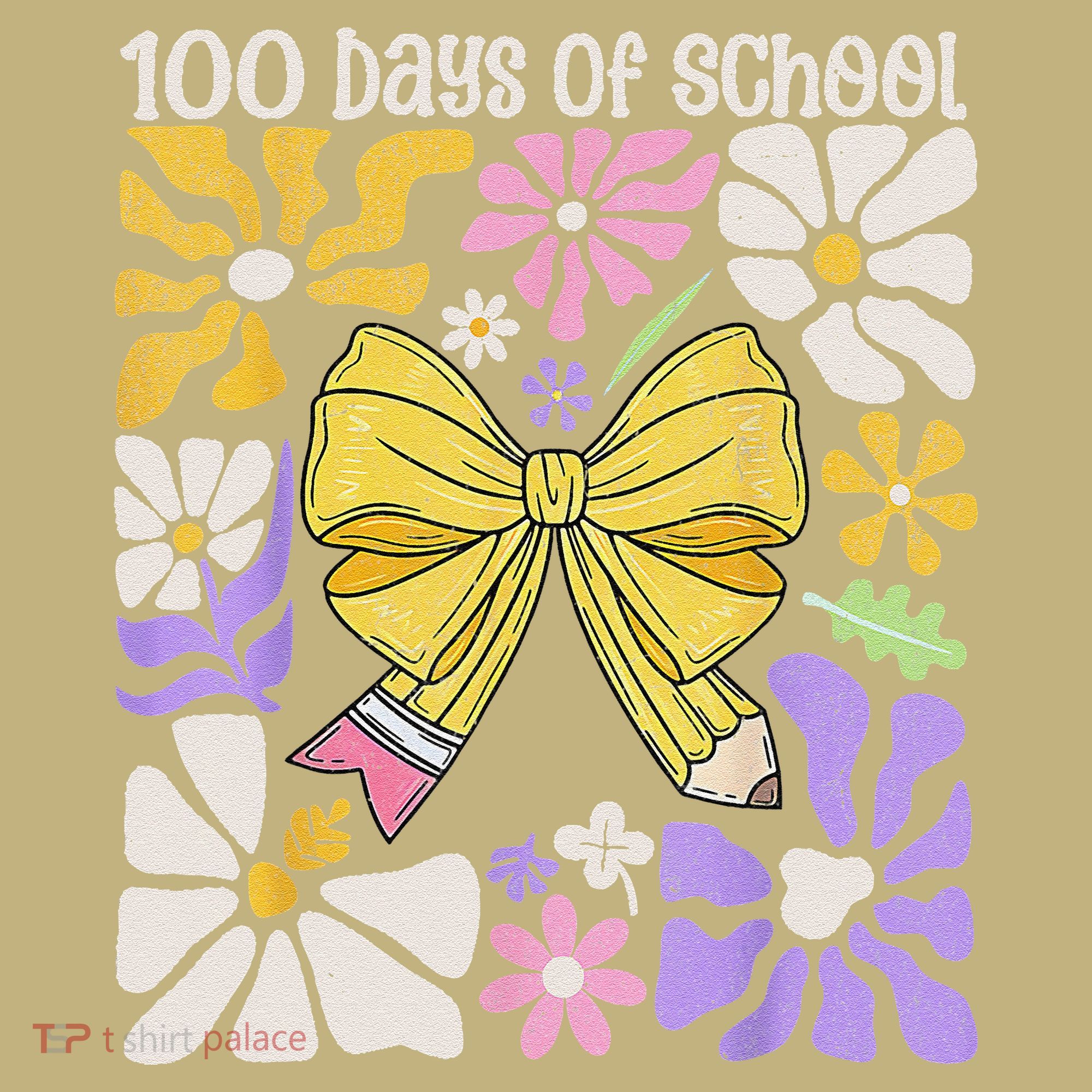 100 Days Of School Coquette Teacher 100th Day Groovy Boho Polo