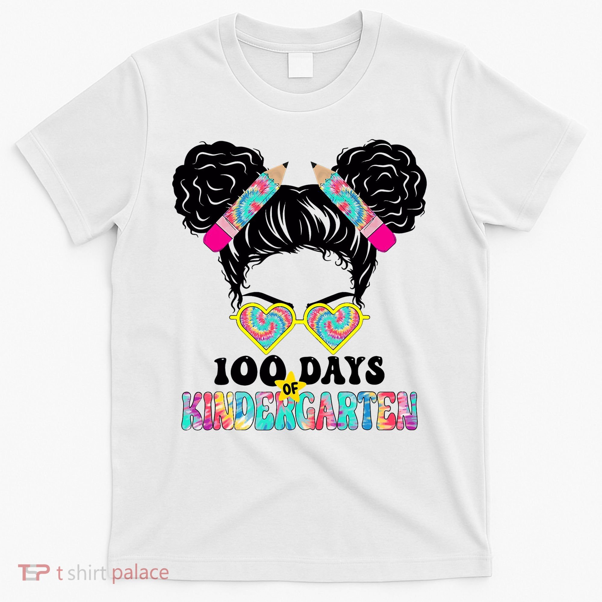 100 Days Of Kindergarten Girls Messy 100th Day Of School T-Shirt