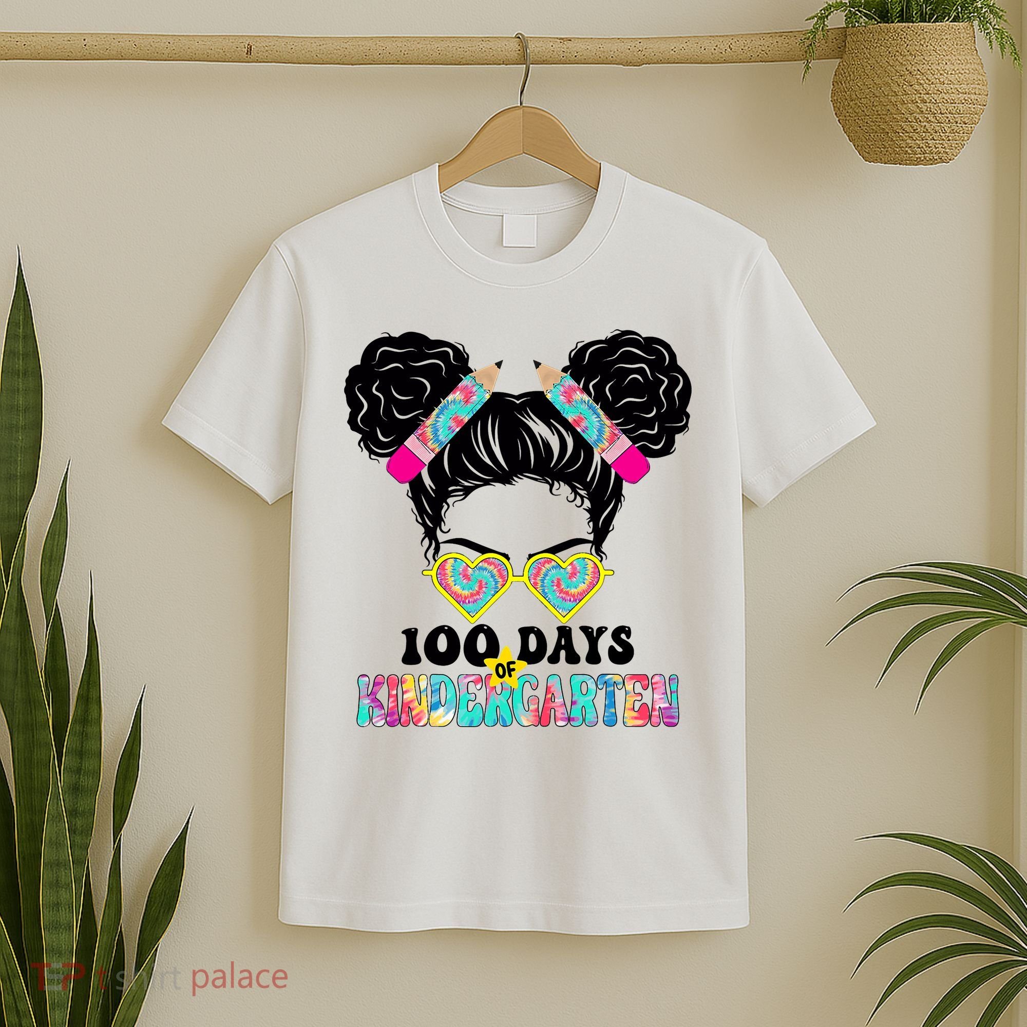 100 Days Of Kindergarten Girls Messy 100th Day Of School T-Shirt