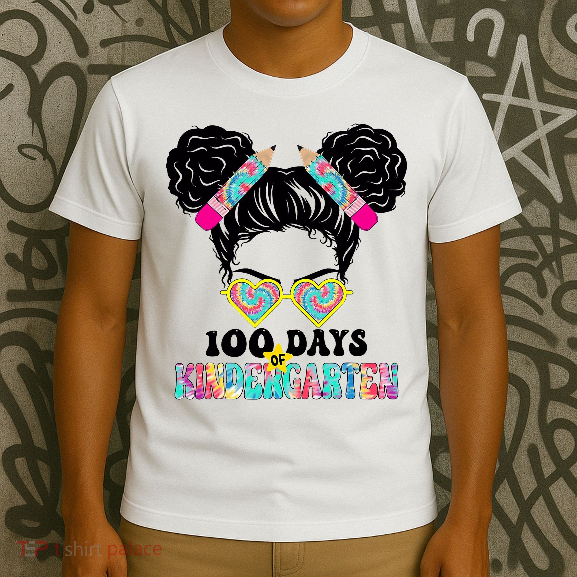100 Days Of Kindergarten Girls Messy 100th Day Of School T-Shirt
