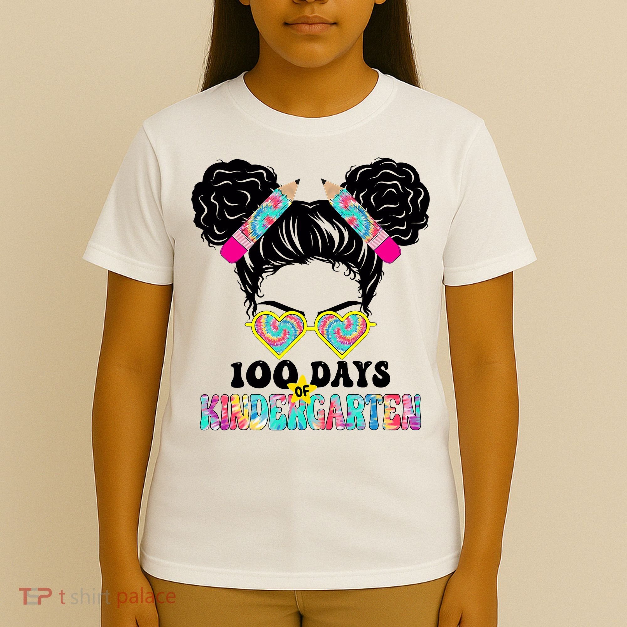100 Days Of Kindergarten Girls Messy 100th Day Of School T-Shirt