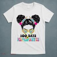 100 Days Of Kindergarten Girls Messy 100th Day Of School T-Shirt thumb 5