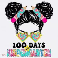 100 Days Of Kindergarten Girls Messy 100th Day Of School T-Shirt thumb 7