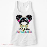 100 Days Of Kindergarten Girls Messy 100th Day Of School Women's Tank Top thumb 0