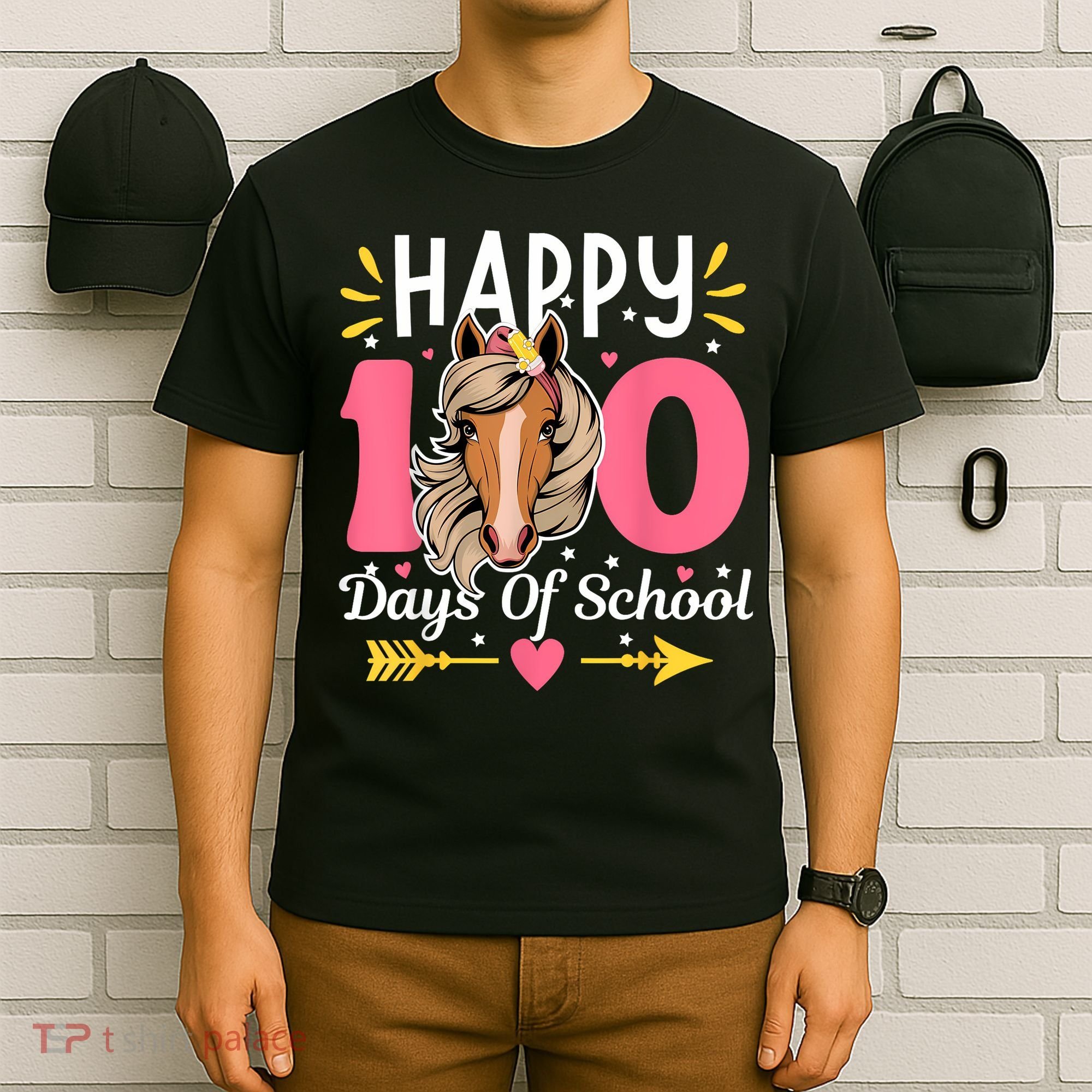 100 Days Of School Horse 100th Day Smarter Teacher T-Shirt
