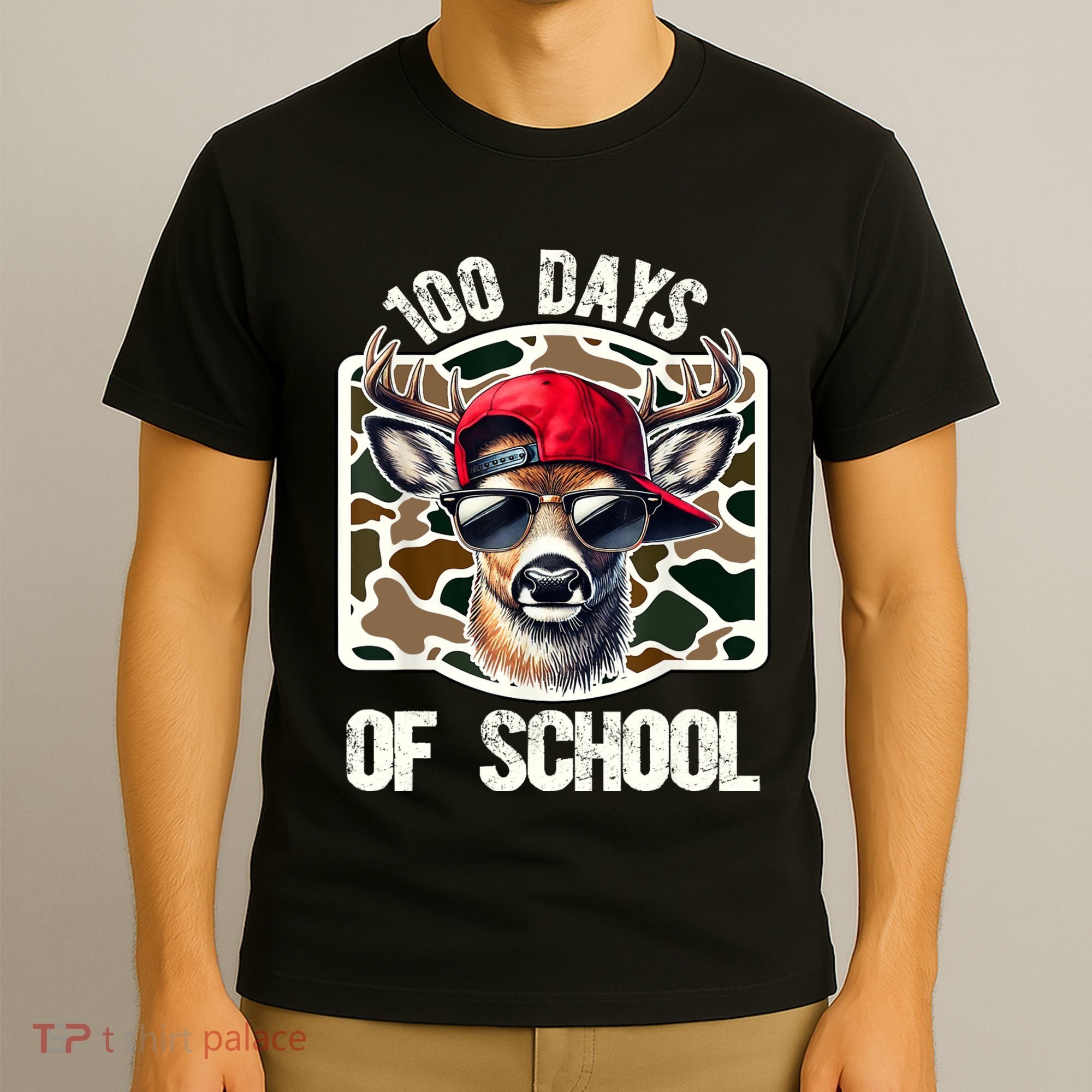 100 Days Of School Deer Hunting Deer Camo Hunter T-Shirt