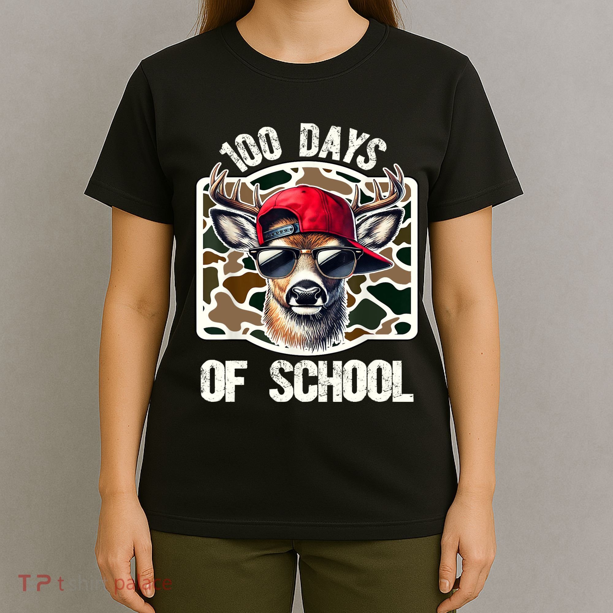 100 Days Of School Deer Hunting Deer Camo Hunter T-Shirt