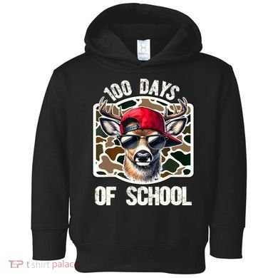 100 Days Of School Deer Hunting Deer Camo Hunter Toddler Hoodie