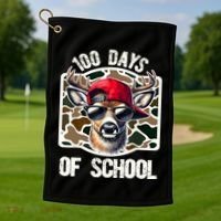100 Days Of School Deer Hunting Deer Camo Hunter Golf Towel thumb 1
