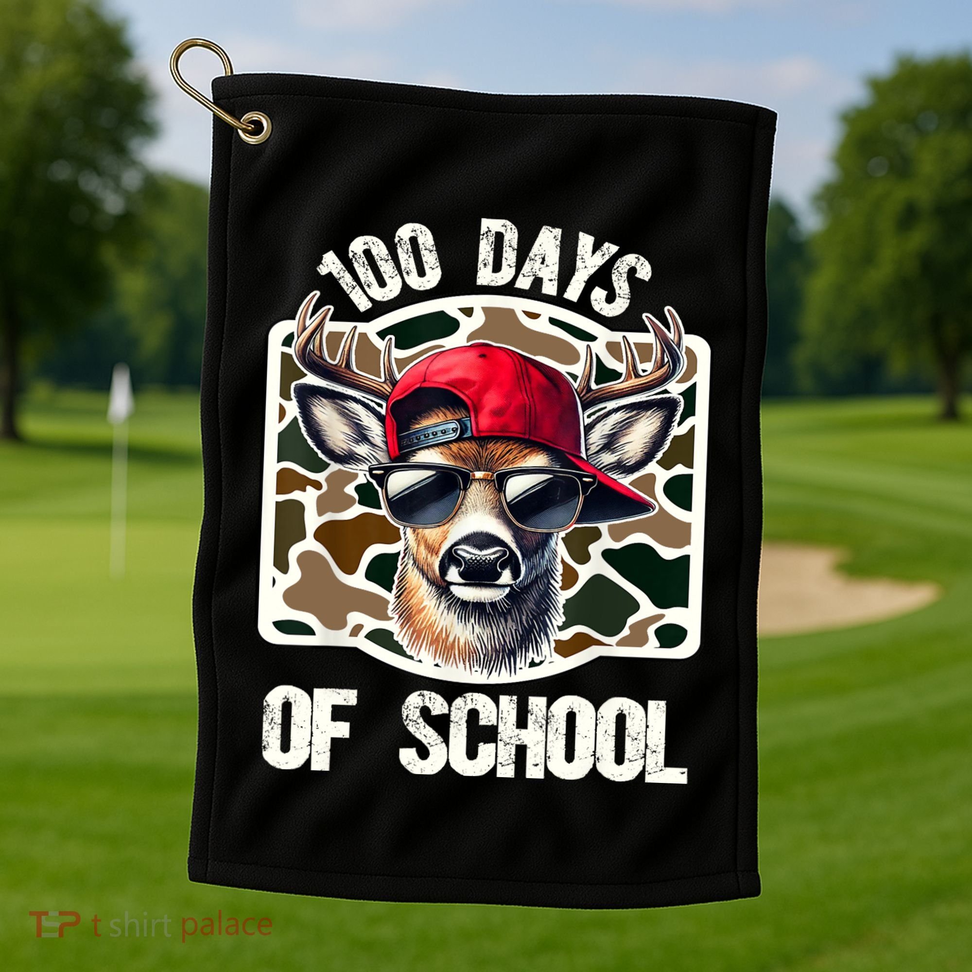 100 Days Of School Deer Hunting Deer Camo Hunter Golf Towel