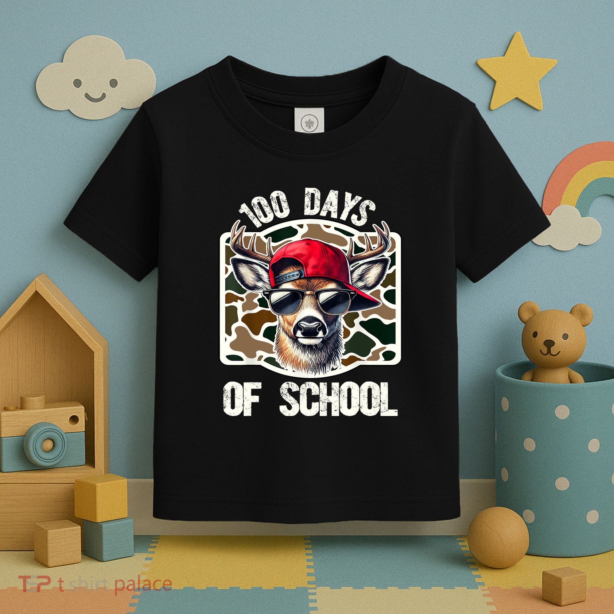 100 Days Of School Deer Hunting Deer Camo Hunter Toddler T-Shirt